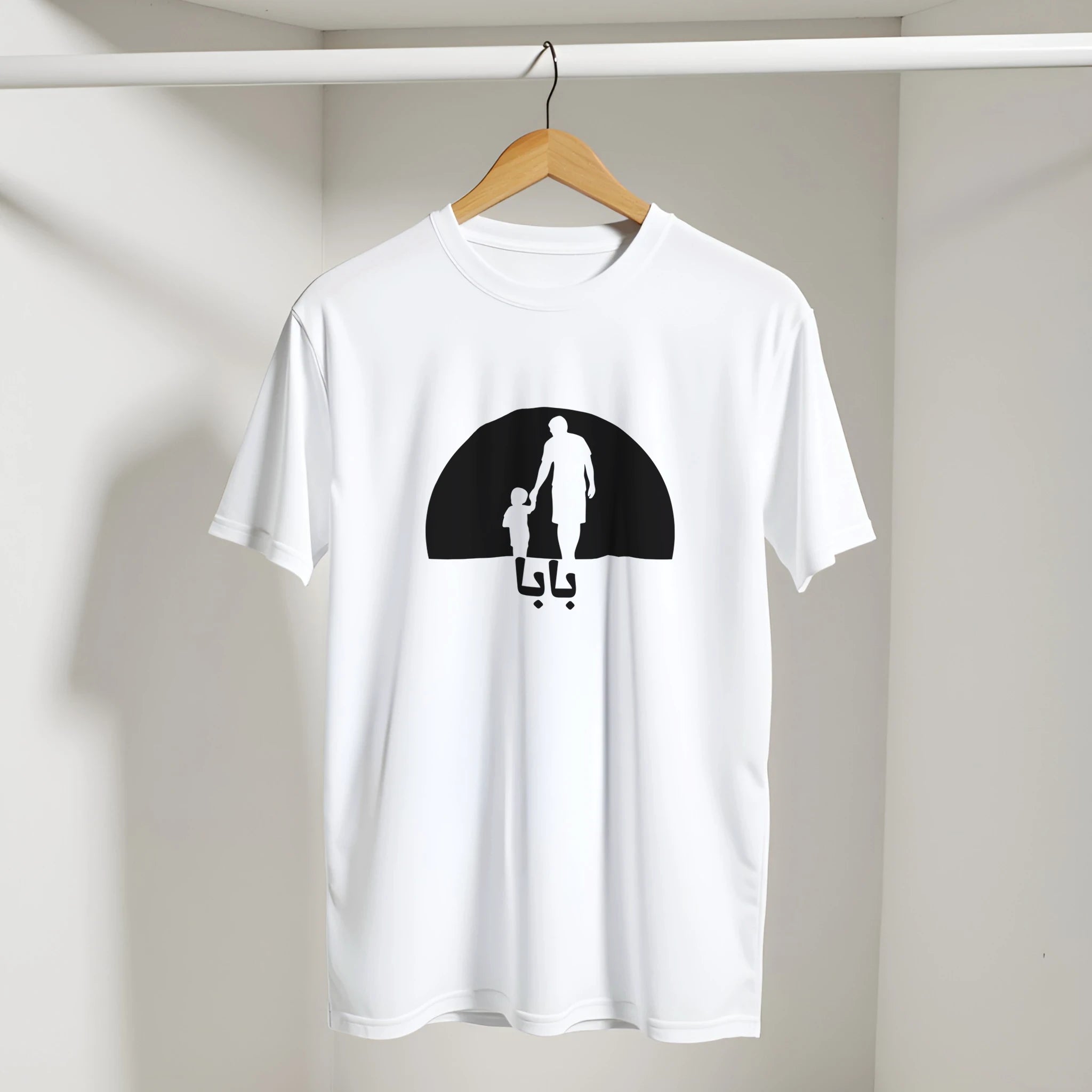 Retro Sunset Graphic Arabic Tee in White, Arabic graphic design by Cairo NYC